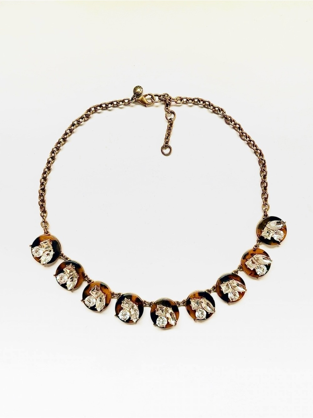 J.Crew Tortoiseshell Crystal Statement Necklace | Gold Tone | Adjustable